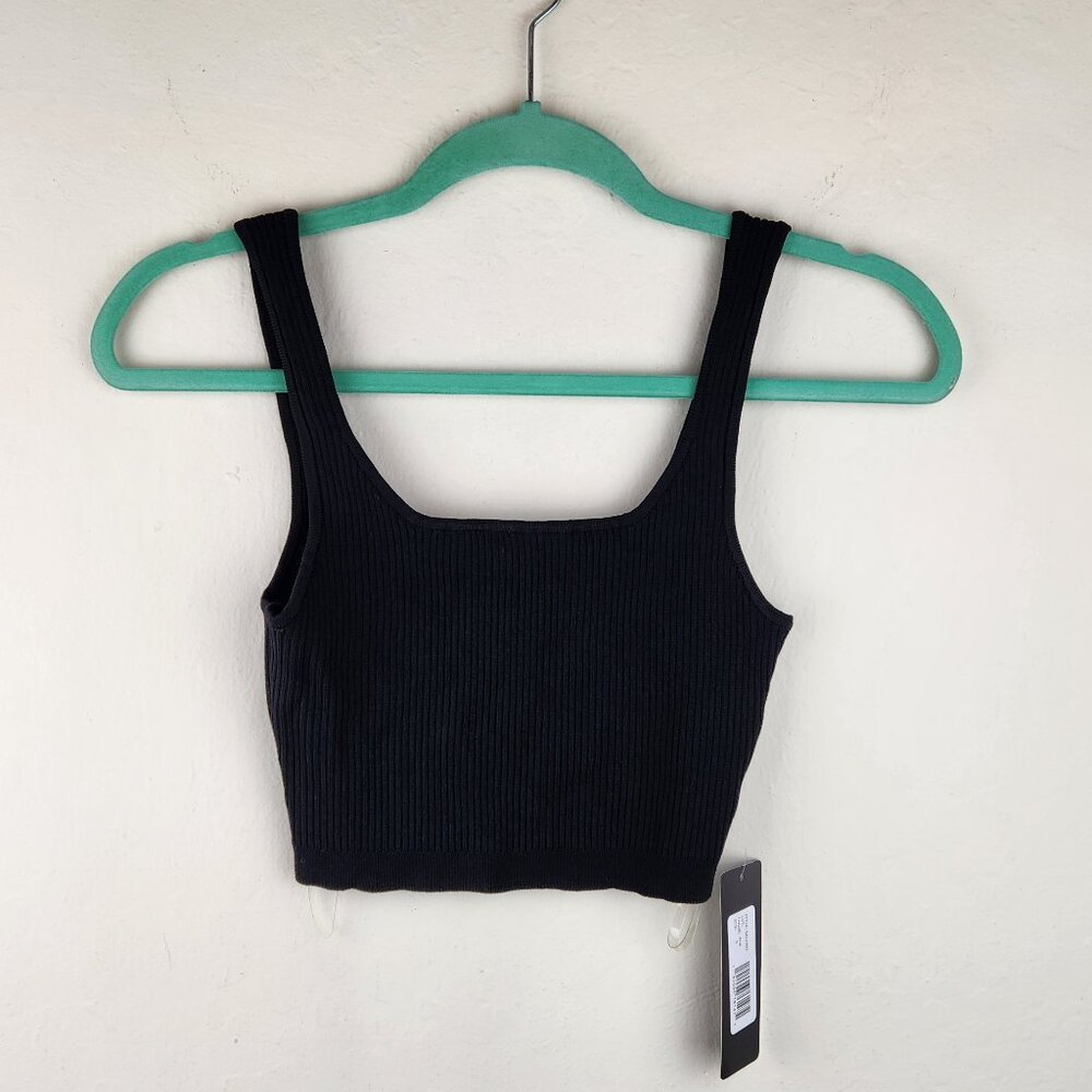 NWT Bebe Black Ribbed Cropped Tank Top sz S